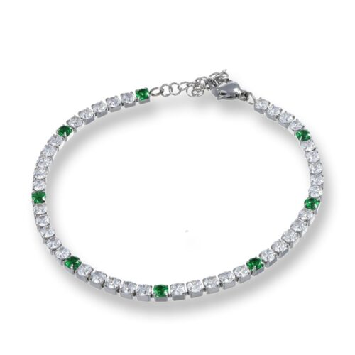 Bracciale Tennis Cristalli Bianco e Verde Revolution Gioielli Luxeline