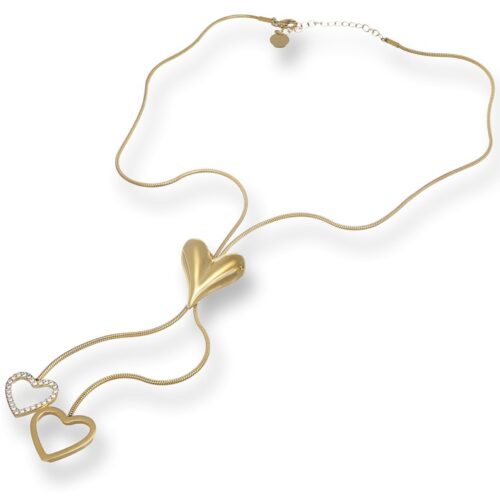 Collana donna con cuore bombato centrale scorrevole dorata