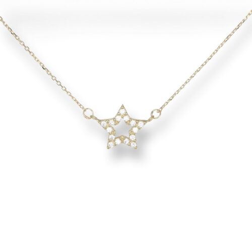 Collana TerryOro Stella in Oro 375 con Pietre Bianche
