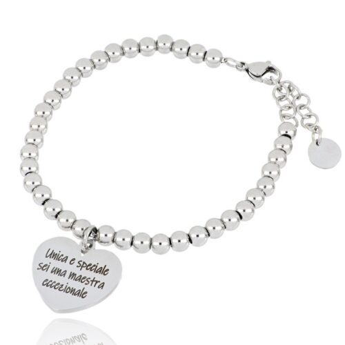 Bracciale Cuore Maestra Eccezionale Acciaio Revolution Gioielli Legami
