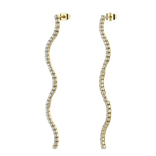 Orecchini Brosway Desideri Acciaio Oro Cristalli Bianchi BEIE034