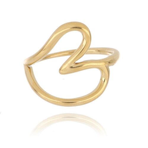 Anello donna acciaio dorato con cuore stilizzato