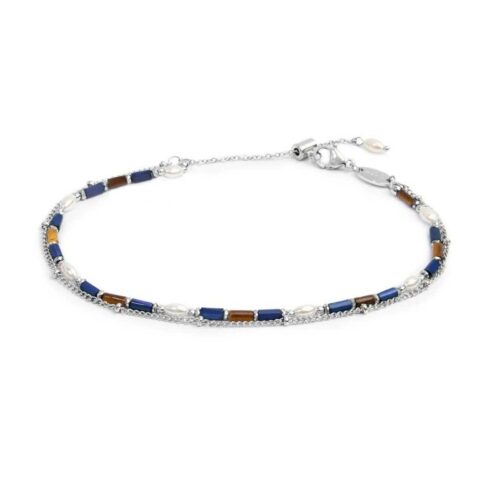 Cavigliera Marlù 20CV098-B doppia catena blu in acciaio