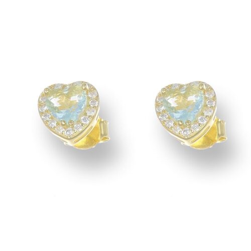 Orecchini TerryOro 217E-1169 GD+ACQ Cuore Dorata Argento 925 Acquamarina