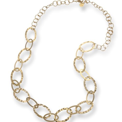 Collana Donna Revolution Gioielli Essenza Catena Ovale Martellata Dorata
