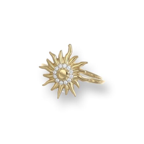 Anello donna dorato con sole epietre bianche