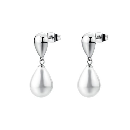 Orecchini Brosway Perfect Acciaio Perla Bianca Pendente BPC74
