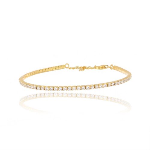 Bracciale Tennis TerryOro Luxeline 217B-0800 GD Zirconi 2 mm Bianchi Dorato