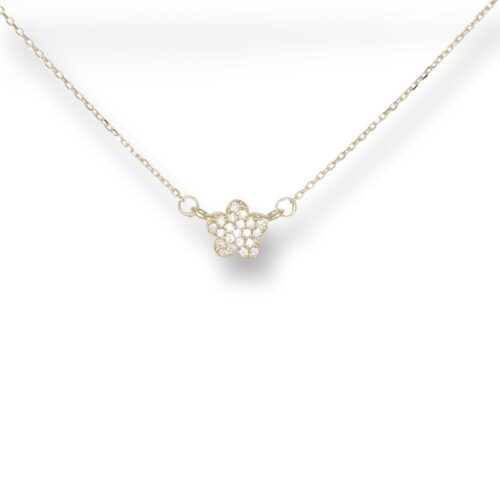 Collana TerryOro Fiore in Oro 375 con Pietre Bianche
