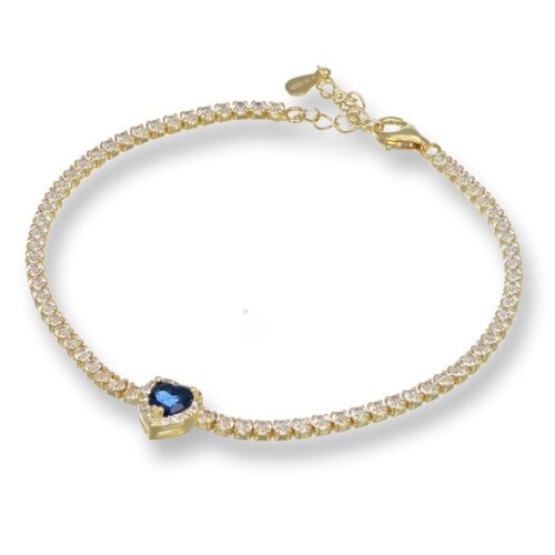 Bracciale TerryOro Tennis con Cuore in Argento 925 con Zirconi