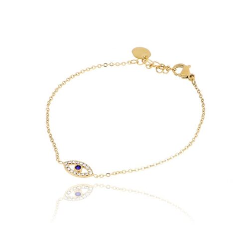 Bracciale Donna Dorato Con Occhio E Pietre Bianche Revolution Gioielli Essenza