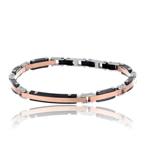 Bracciale Uomo Forge Revolution Gioielli Ceramica Nera e Rosata