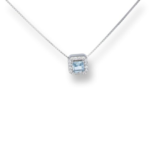 Collana TerryOro Essenza 217CL-0175 ACQ Punto Luce Quadrato acquamarina