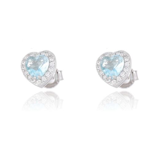 Orecchini TerryOro 217E-1169ACQ Cuore Argento 925 Acquamarina