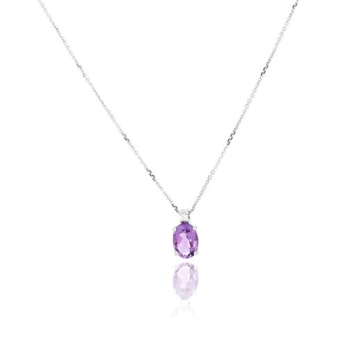 Collana TerryOro Essenza Oro 375 Pietra Viola Ovale Zirconi