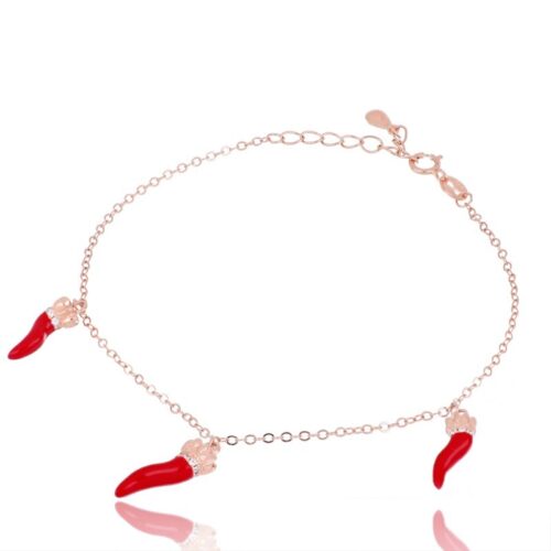 Bracciale TerryOro Cornetti Rossi in Argento 925 con Zirconi
