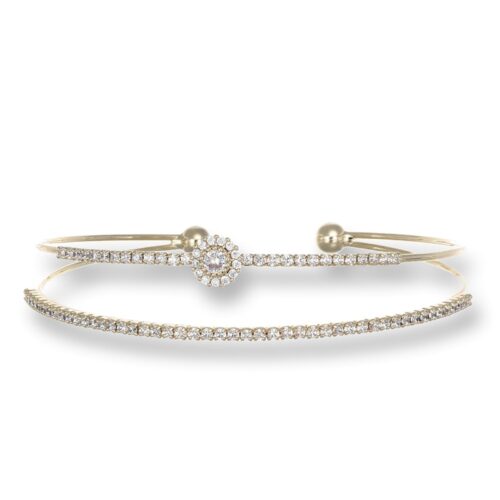 Bracciale donna semirigido con pietre bianche e punto luce