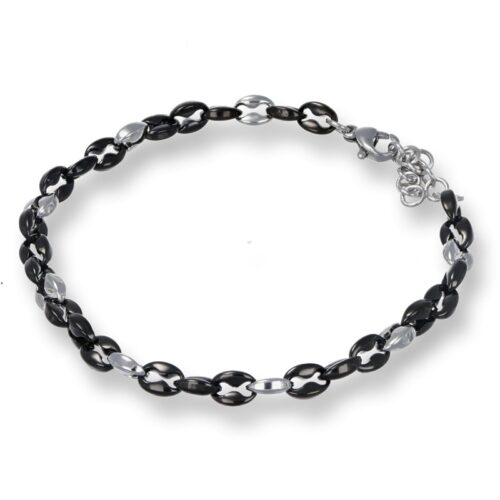 Bracciale Uomo Forge Revolution Gioielli Maglia Marina Nero e Bianca