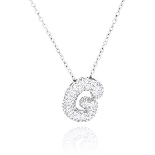 Collana donna acciaio con lettera g con pietre