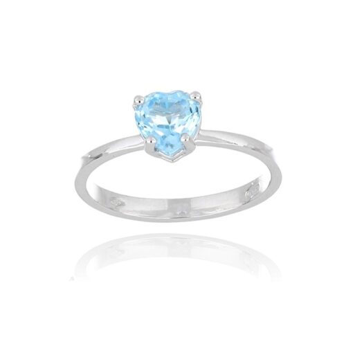 Anello Cuore TerryOro Essenza Oro 375 Bianco Zircone Azzurro Misura 14