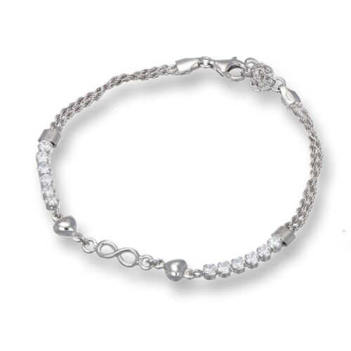 Bracciale TerryOro Luxeline 137Bp2608 Bracciale Corda Laser E Tennis Con Infinito E Cuori
