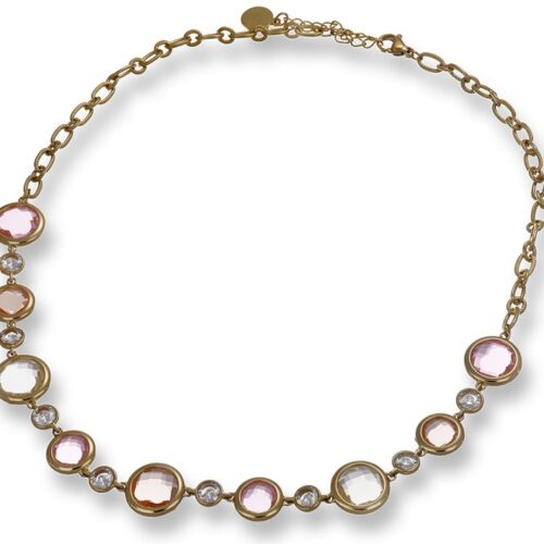 Collana Donna Revolution Gioielli Essenza Pietre Luminose Dorata