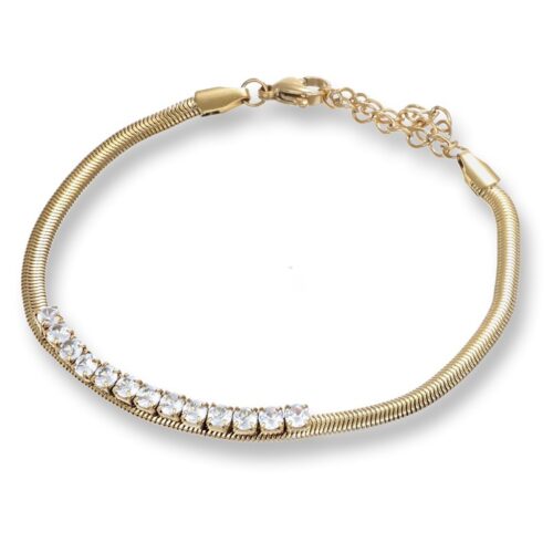 Bracciale Donna Piatto Con Fila Di Tennis Centrale Revolution Gioielli Luxeline
