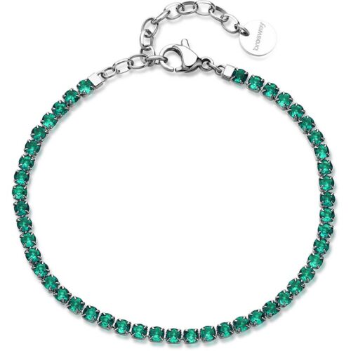 Bracciale Brosway Desideri Tennis Acciaio Cristalli Verdi BEI101