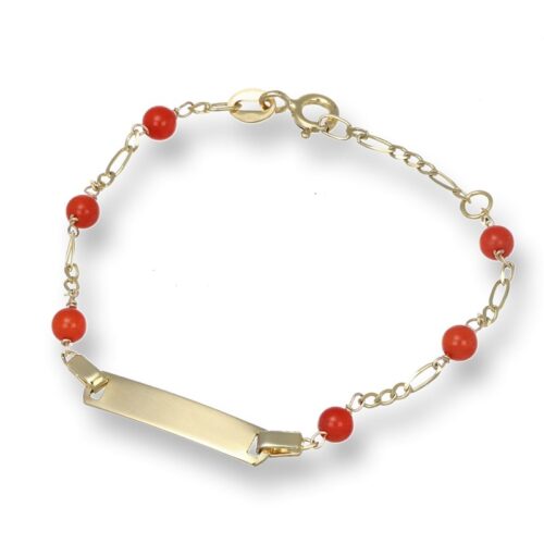 Bracciale TerryOro Essenza Oro 375 Targhetta con Corallo