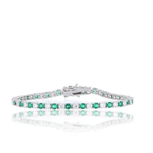 Bracciale Tennis TerryOro Luxeline 217B-0010 WT+SM 3MM Zirconi Bianchi E Verdi