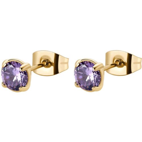 Orecchini Brosway Desideri BEIE009 punto luce acciaio dorato viola