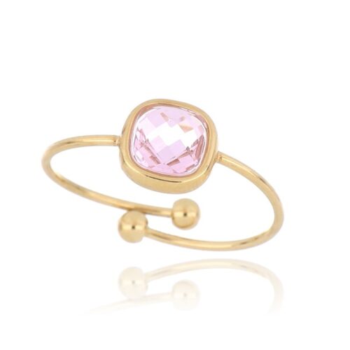 Anello Donna Revolution Gioielli Essenza Pietra Rosa Dorato