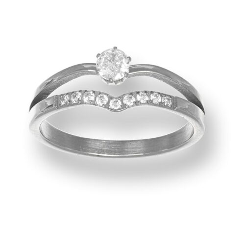 Anello Donna Revolution Gioielli Luxeline Solitario Con V Di Pietre
