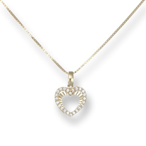 Collana TerryOro Essenza Oro 375 Cuore Zirconi Elegante