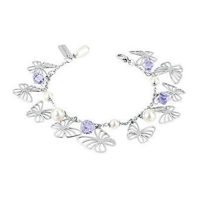 Bracciale Brosway BCM12 acciaio farfalle cristalli e perle donna
