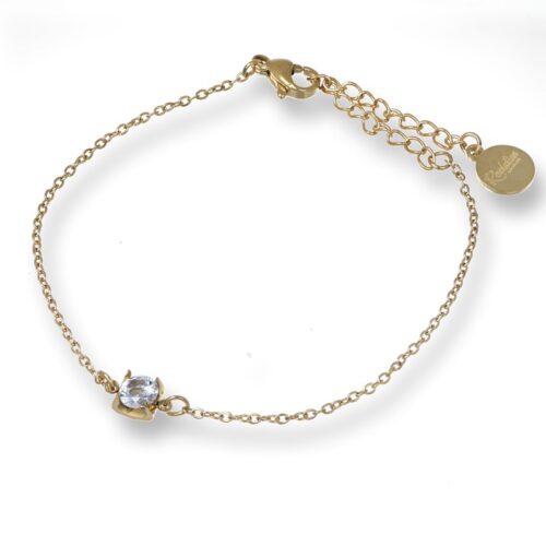 Bracciale Donna In Acciaio Con Punto Luce Centrale Dorato Revolution Gioielli Es
