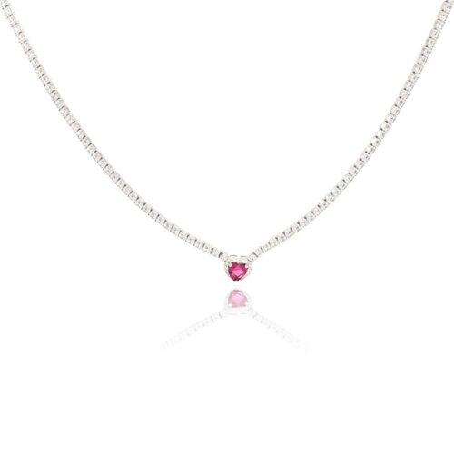 Collana TerryOro Luxeline 217CL-0801 RB Tennis con cuore rossi