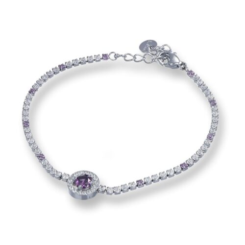Bracciale Tennis Tondo Centrale Cristalli Viola Revolution Gioielli Luxeline