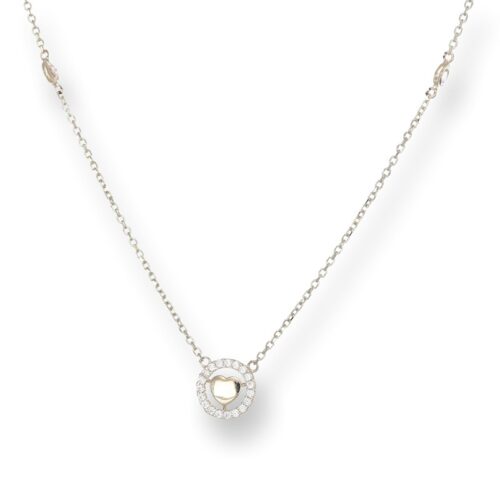 Collana TerryOro Essenza Oro 375 Cuore Zirconi Cerchio