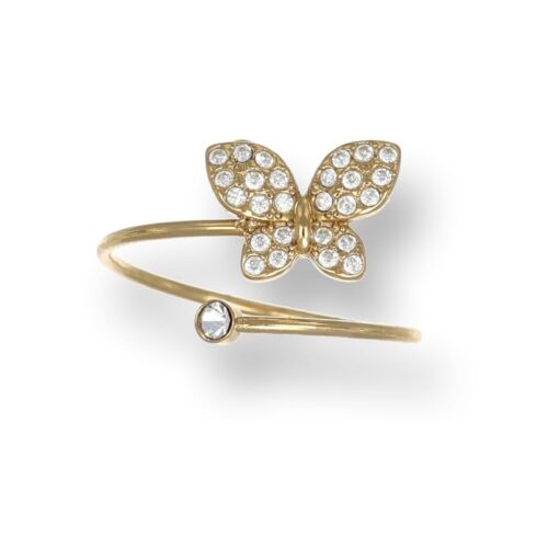 Anello Donna Revolution Gioielli Essenza Farfalla Punto Luce Dorato