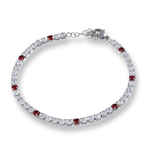 Bracciale Tennis Cristalli Bianco e Rosso Revolution Gioielli Luxeline