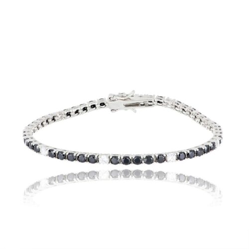 Bracciale Tennis TerryOro Luxeline 217B-0010 5+1 BK Zirconi Bianchi E Neri 5+1