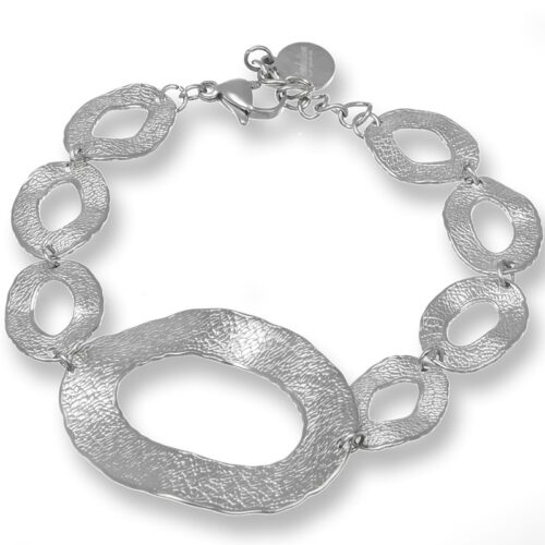 Bracciale Donna In Acciaio Con Ovali Martellati Revolution Gioielli Essenza