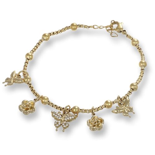 Bracciale Ciondoli Farfalla Dorato Revolution Gioielli Essenza