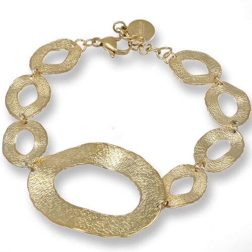Bracciale Donna In Acciaio Con Ovali Martellati Dorato Revolution Gioielli Essen