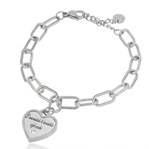 Bracciale donna a catena con scritta l'essenziale e' 