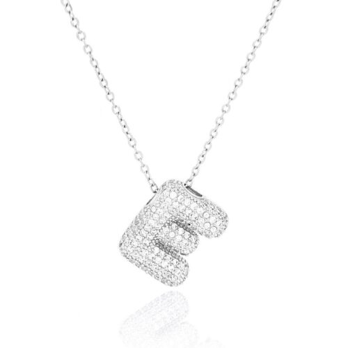 Collana donna acciaio con lettera e con pietre