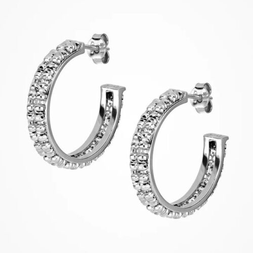 Orecchini Desmos Infinity Round Hoop GW 25 argento 925 placcato oro/rodio