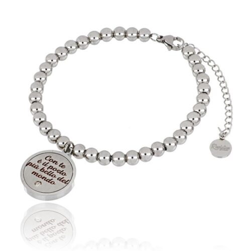 Bracciale donna a palline con scritta con te il posto e'