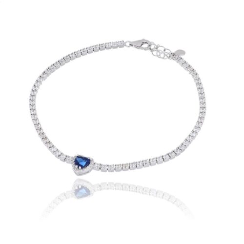 Bracciale TerryOro Tennis con Cuore in Argento 925 con Zirconi